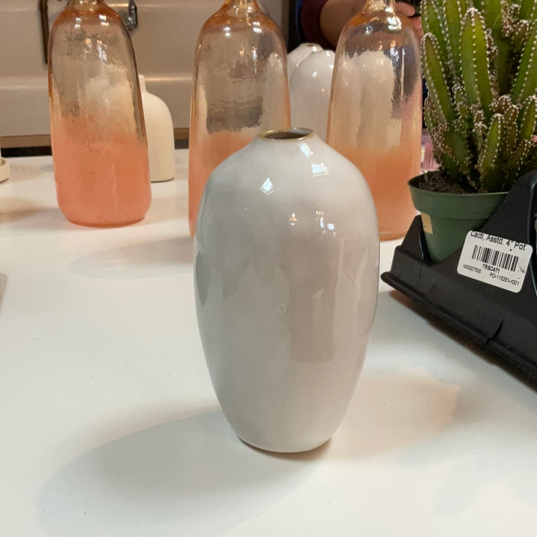 Glazed white ceramic bud vase